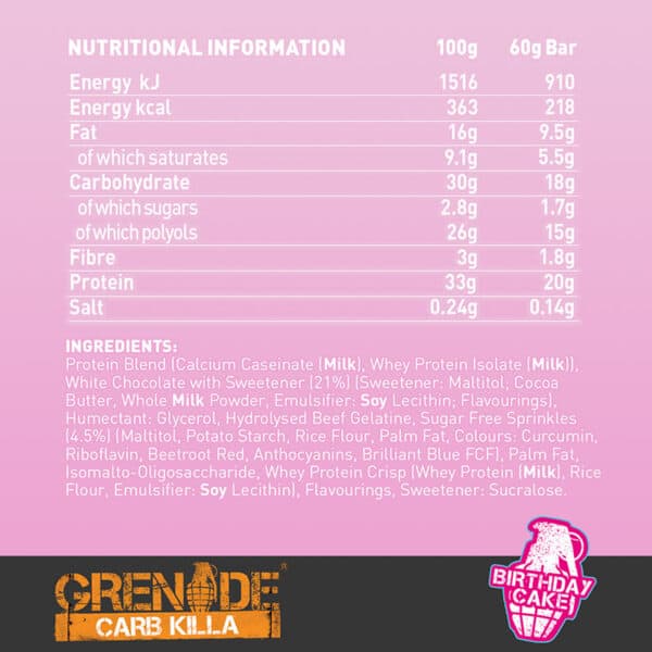 Grenade Carb Killa Birthday Cake (12 x 60g)